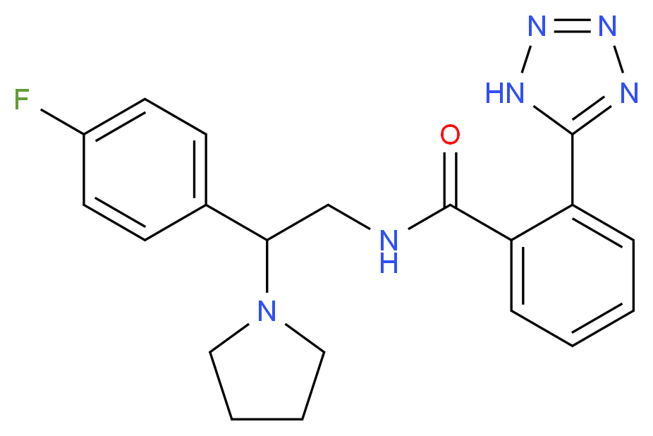 N-[2-(4-fluorophenyl)-2-pyrrolidin-1-ylethyl]-2-(1H-tetrazol-5-yl)benzamide_Molecular_structure_CAS_)