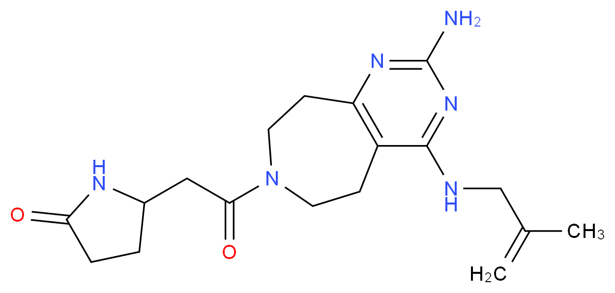 5-(2-{2-amino-4-[(2-methylprop-2-en-1-yl)amino]-5,6,8,9-tetrahydro-7H-pyrimido[4,5-d]azepin-7-yl}-2-oxoethyl)pyrrolidin-2-one_Molecular_structure_CAS_)