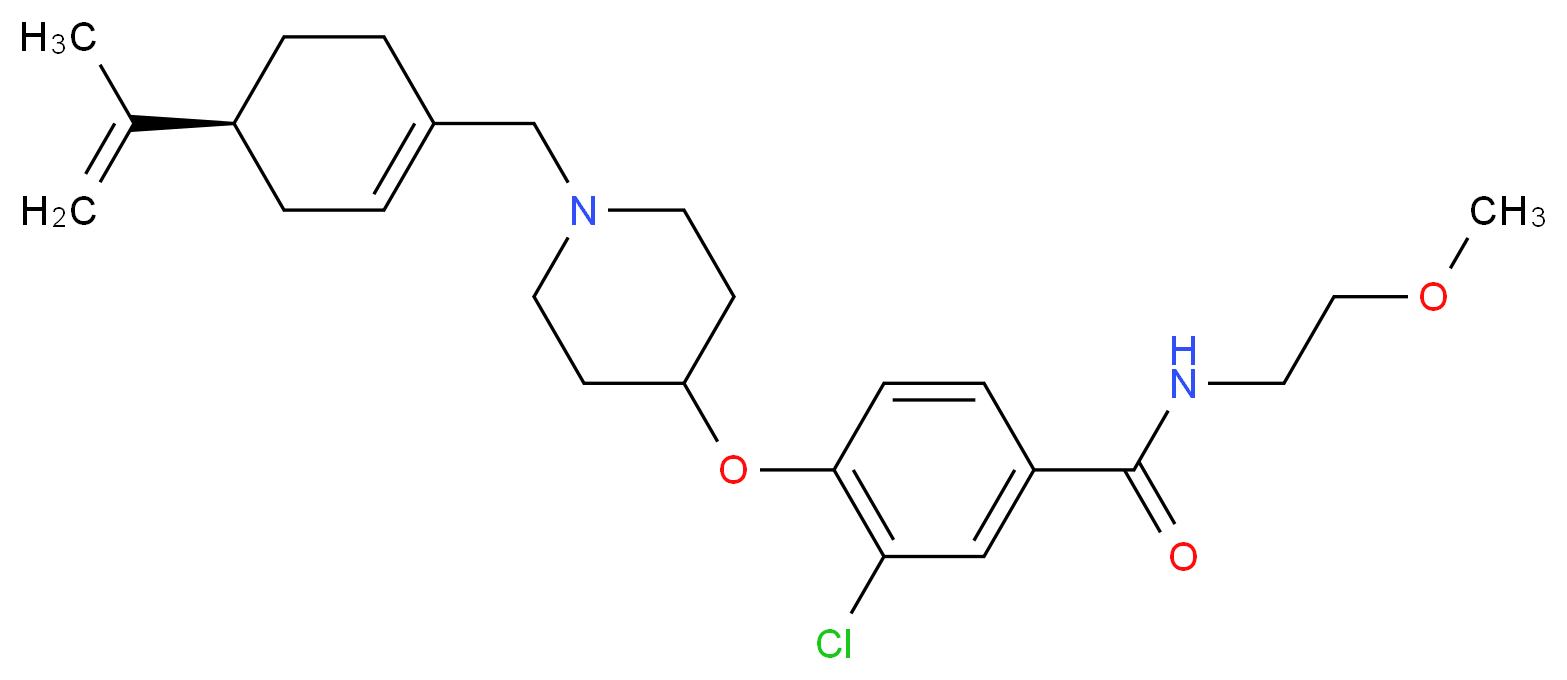 3-chloro-4-[(1-{[(4S)-4-isopropenyl-1-cyclohexen-1-yl]methyl}-4-piperidinyl)oxy]-N-(2-methoxyethyl)benzamide_Molecular_structure_CAS_)