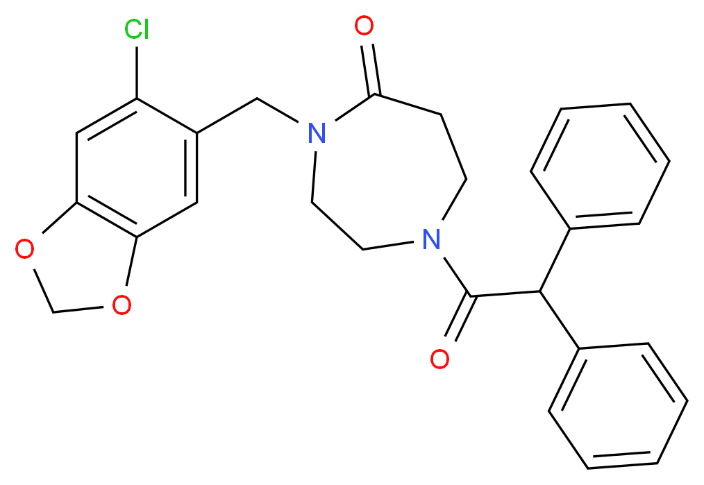 4-[(6-chloro-1,3-benzodioxol-5-yl)methyl]-1-(diphenylacetyl)-1,4-diazepan-5-one_Molecular_structure_CAS_)