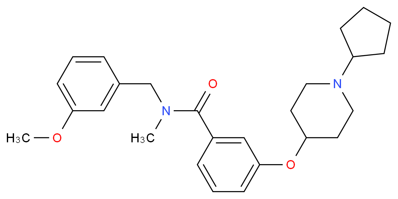 3-[(1-cyclopentyl-4-piperidinyl)oxy]-N-(3-methoxybenzyl)-N-methylbenzamide_Molecular_structure_CAS_)