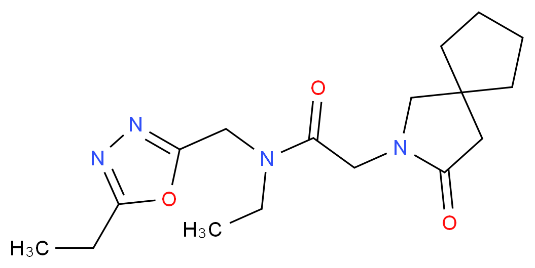 N-ethyl-N-[(5-ethyl-1,3,4-oxadiazol-2-yl)methyl]-2-(3-oxo-2-azaspiro[4.4]non-2-yl)acetamide_Molecular_structure_CAS_)