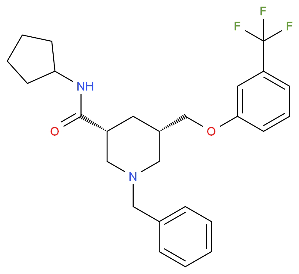 (3R,5S)-1-benzyl-N-cyclopentyl-5-{[3-(trifluoromethyl)phenoxy]methyl}-3-piperidinecarboxamide_Molecular_structure_CAS_)