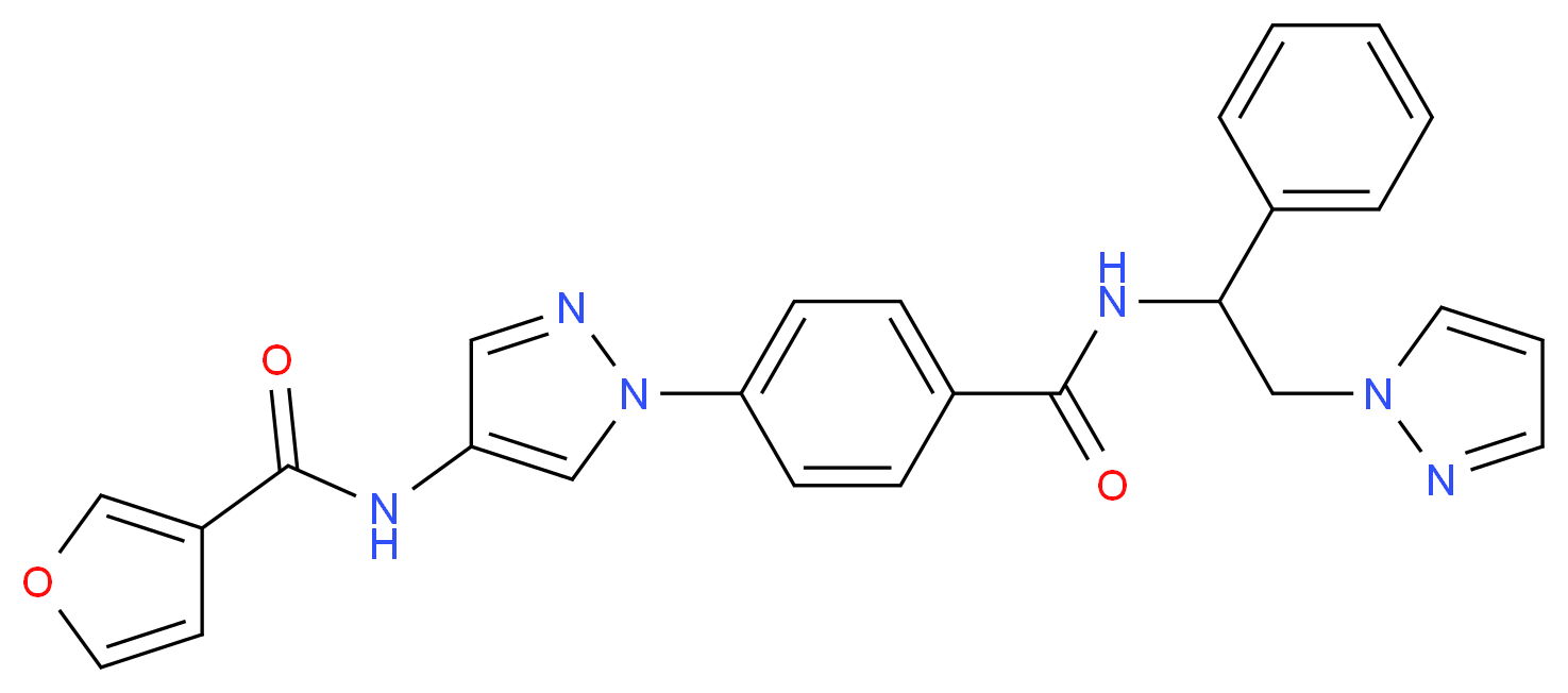 N-{1-[4-({[1-phenyl-2-(1H-pyrazol-1-yl)ethyl]amino}carbonyl)phenyl]-1H-pyrazol-4-yl}-3-furamide_Molecular_structure_CAS_)