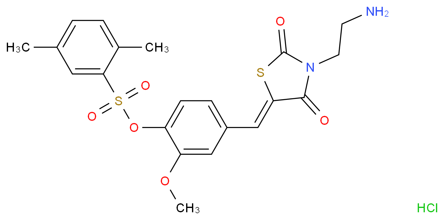 2,5-Dimethyl-benzenesulfonic acid 4-[3-(2-amino-ethyl)-2,4-dioxo-thiazolidin-5-ylidenemethyl]-2-methoxy-phenyl ester hydrochloride_Molecular_structure_CAS_)