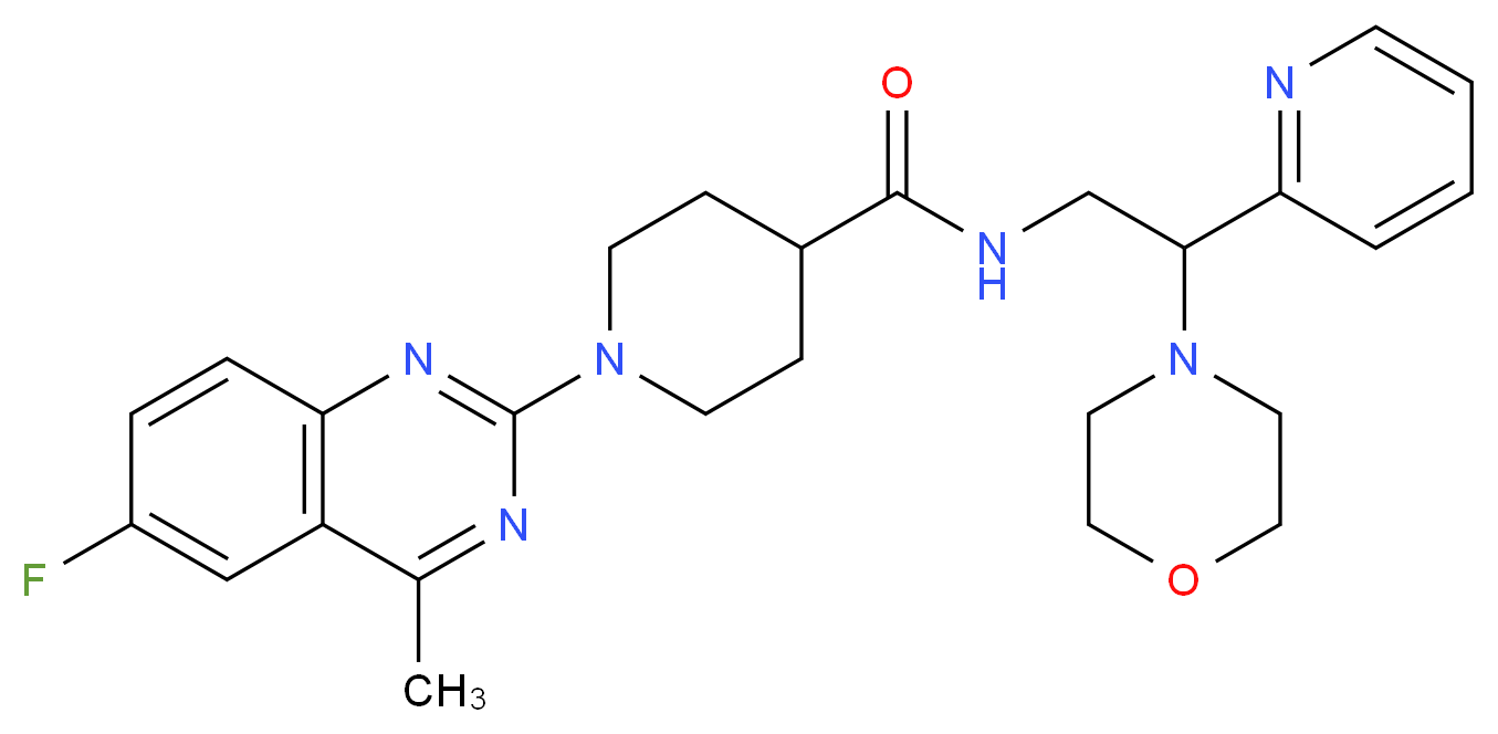 1-(6-fluoro-4-methyl-2-quinazolinyl)-N-[2-(4-morpholinyl)-2-(2-pyridinyl)ethyl]-4-piperidinecarboxamide_Molecular_structure_CAS_)