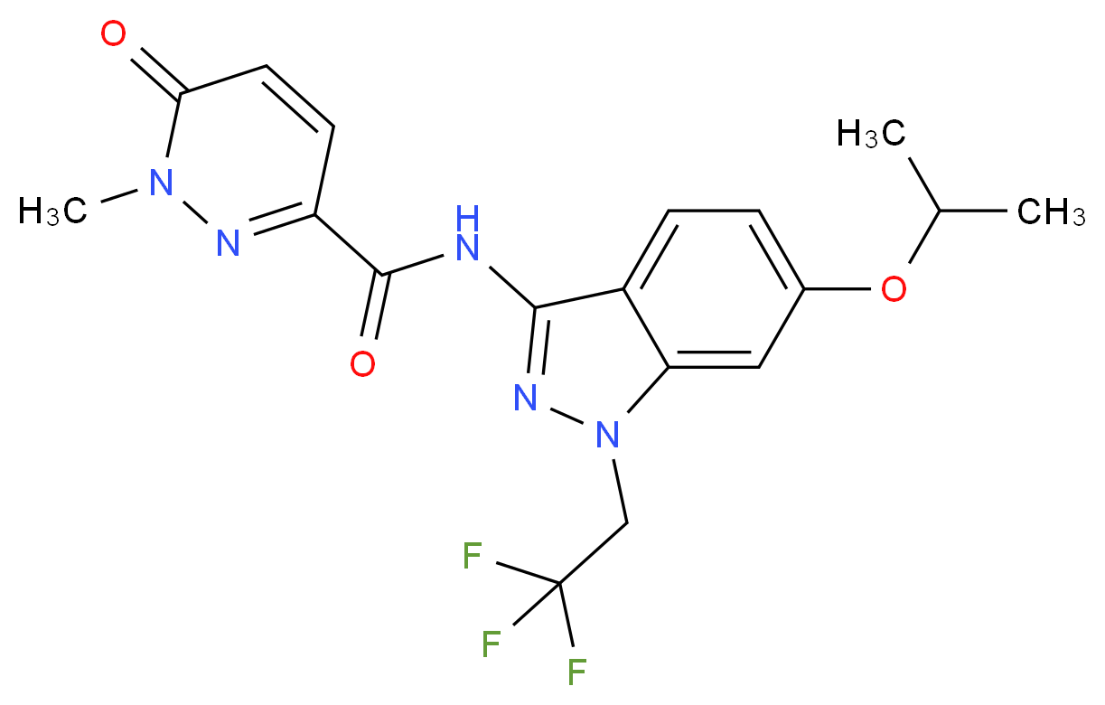 N-[6-isopropoxy-1-(2,2,2-trifluoroethyl)-1H-indazol-3-yl]-1-methyl-6-oxo-1,6-dihydropyridazine-3-carboxamide_Molecular_structure_CAS_)