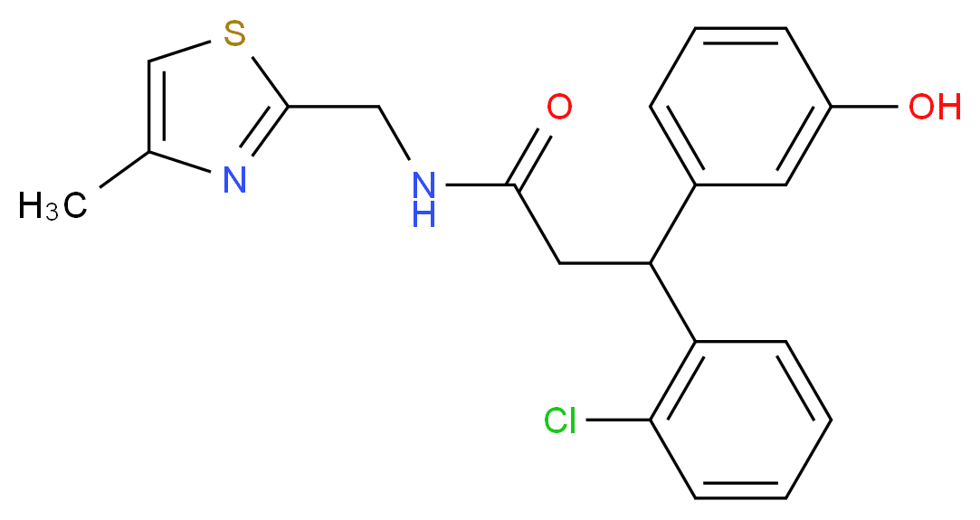 3-(2-chlorophenyl)-3-(3-hydroxyphenyl)-N-[(4-methyl-1,3-thiazol-2-yl)methyl]propanamide_Molecular_structure_CAS_)