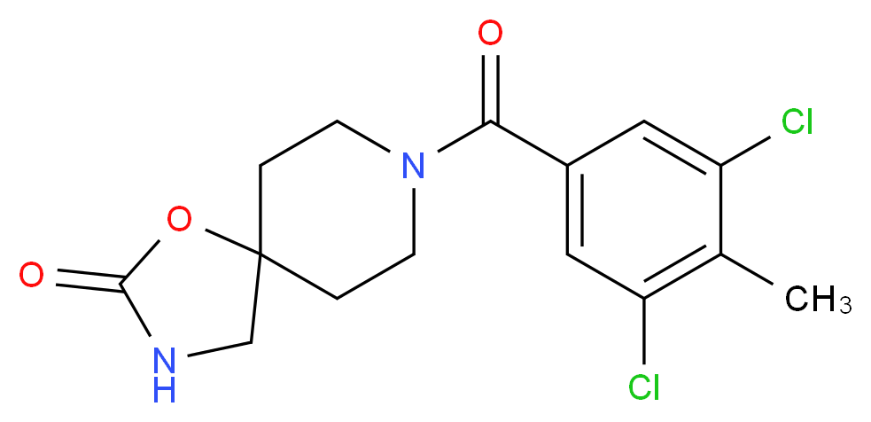 8-(3,5-dichloro-4-methylbenzoyl)-1-oxa-3,8-diazaspiro[4.5]decan-2-one_Molecular_structure_CAS_)