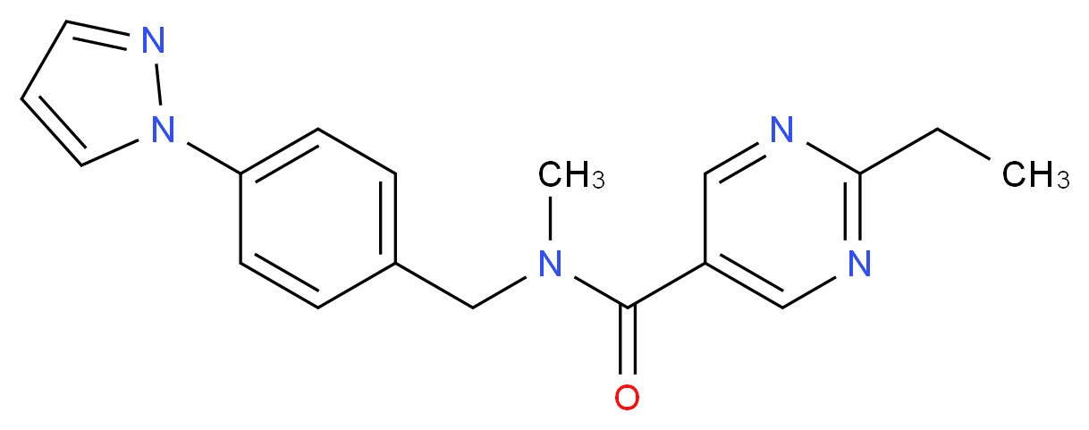 2-ethyl-N-methyl-N-[4-(1H-pyrazol-1-yl)benzyl]-5-pyrimidinecarboxamide_Molecular_structure_CAS_)