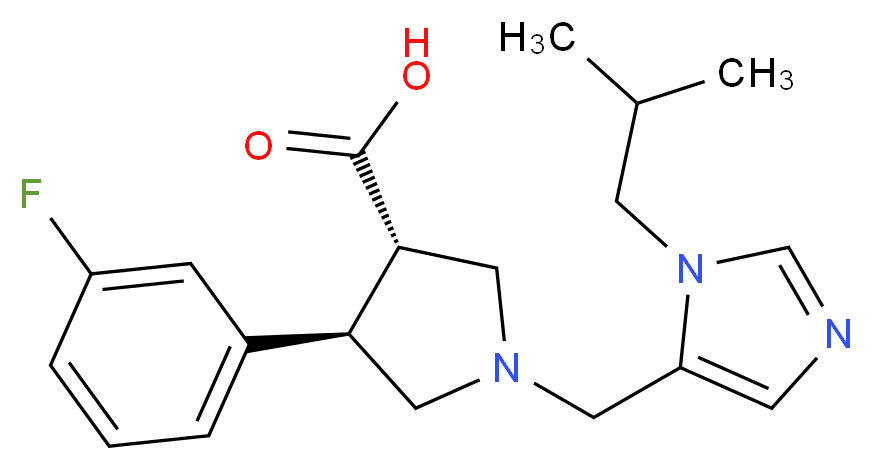 (3S*,4R*)-4-(3-fluorophenyl)-1-[(1-isobutyl-1H-imidazol-5-yl)methyl]pyrrolidine-3-carboxylic acid_Molecular_structure_CAS_)