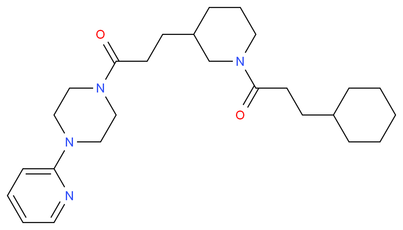 1-{3-[1-(3-cyclohexylpropanoyl)-3-piperidinyl]propanoyl}-4-(2-pyridinyl)piperazine_Molecular_structure_CAS_)