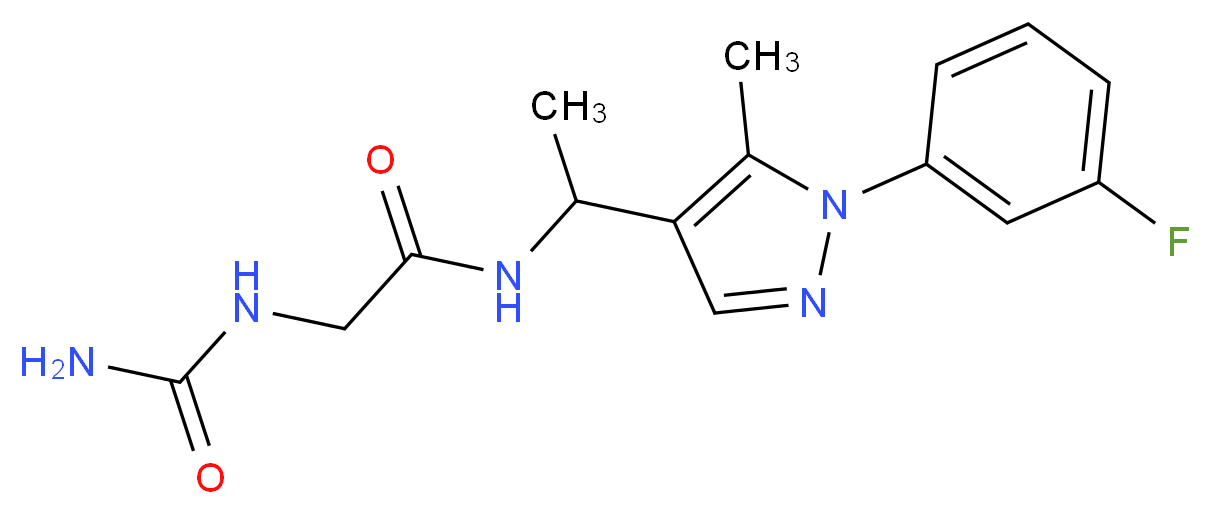 2-[(aminocarbonyl)amino]-N-{1-[1-(3-fluorophenyl)-5-methyl-1H-pyrazol-4-yl]ethyl}acetamide_Molecular_structure_CAS_)