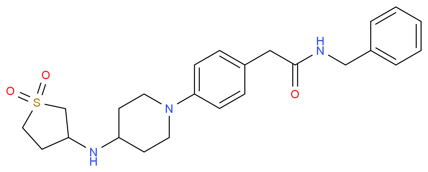 N-benzyl-2-(4-{4-[(1,1-dioxidotetrahydro-3-thienyl)amino]-1-piperidinyl}phenyl)acetamide_Molecular_structure_CAS_)