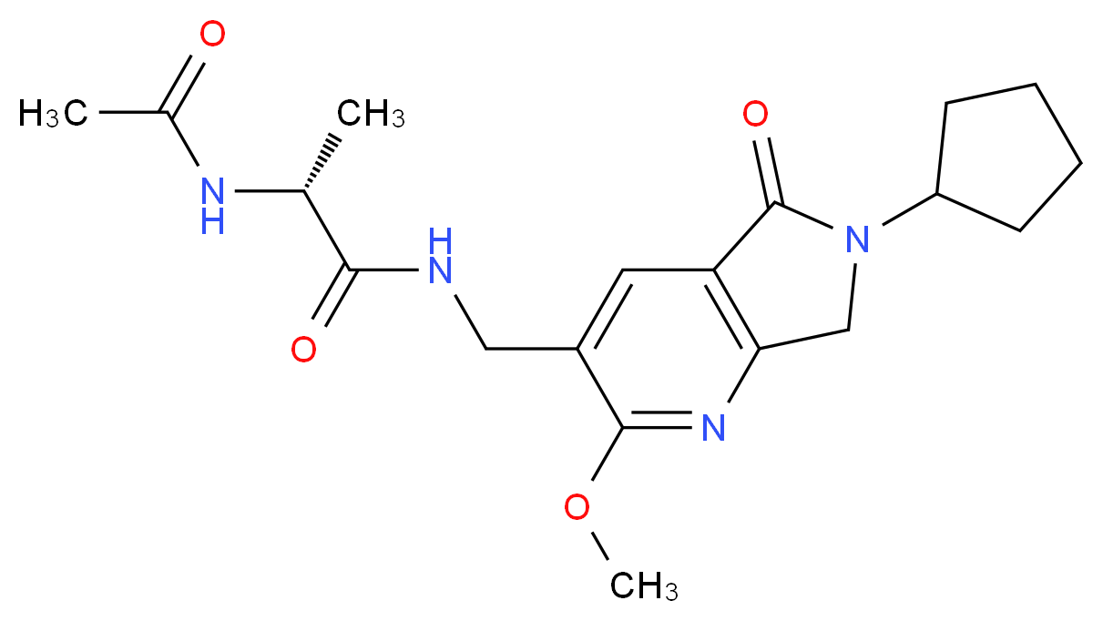 (2R)-2-(acetylamino)-N-[(6-cyclopentyl-2-methoxy-5-oxo-6,7-dihydro-5H-pyrrolo[3,4-b]pyridin-3-yl)methyl]propanamide_Molecular_structure_CAS_)