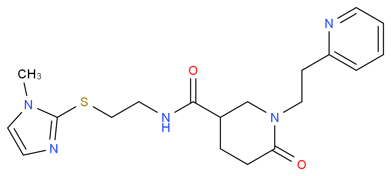 N-{2-[(1-methyl-1H-imidazol-2-yl)thio]ethyl}-6-oxo-1-[2-(2-pyridinyl)ethyl]-3-piperidinecarboxamide_Molecular_structure_CAS_)