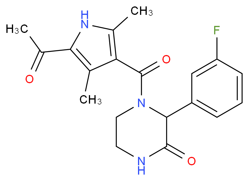 4-[(5-acetyl-2,4-dimethyl-1H-pyrrol-3-yl)carbonyl]-3-(3-fluorophenyl)piperazin-2-one_Molecular_structure_CAS_)