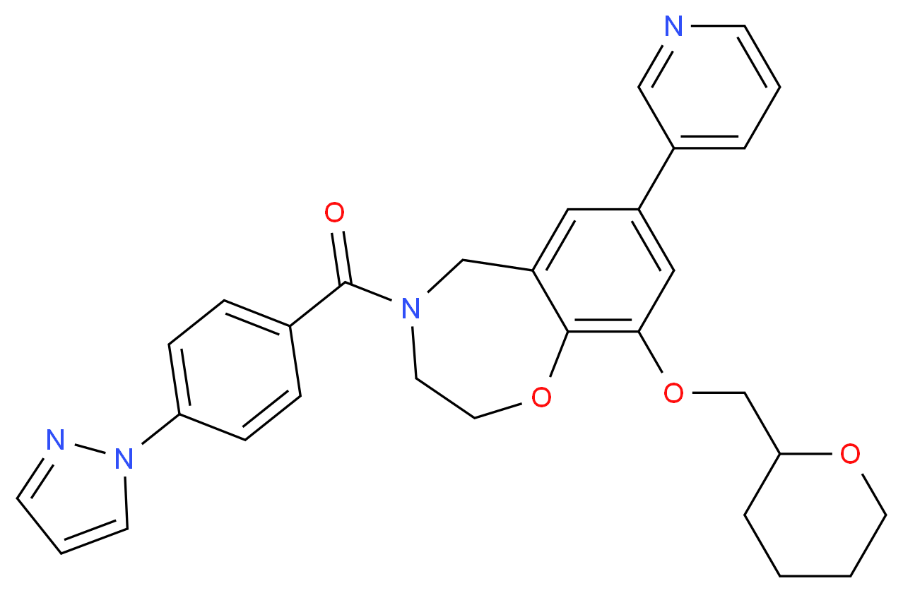 4-[4-(1H-pyrazol-1-yl)benzoyl]-7-(3-pyridinyl)-9-(tetrahydro-2H-pyran-2-ylmethoxy)-2,3,4,5-tetrahydro-1,4-benzoxazepine_Molecular_structure_CAS_)