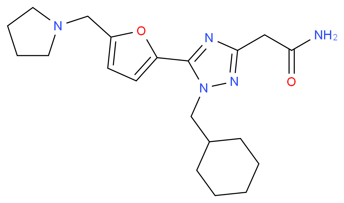 2-{1-(cyclohexylmethyl)-5-[5-(pyrrolidin-1-ylmethyl)-2-furyl]-1H-1,2,4-triazol-3-yl}acetamide_Molecular_structure_CAS_)