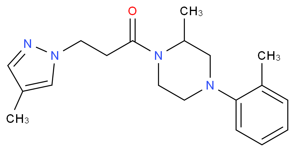 2-methyl-4-(2-methylphenyl)-1-[3-(4-methyl-1H-pyrazol-1-yl)propanoyl]piperazine_Molecular_structure_CAS_)