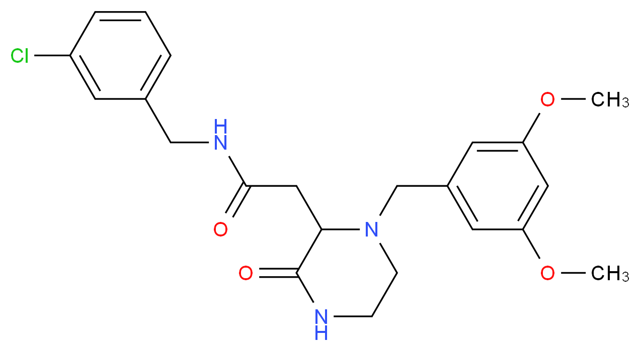 N-(3-chlorobenzyl)-2-[1-(3,5-dimethoxybenzyl)-3-oxo-2-piperazinyl]acetamide_Molecular_structure_CAS_)