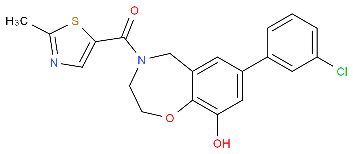 7-(3-chlorophenyl)-4-[(2-methyl-1,3-thiazol-5-yl)carbonyl]-2,3,4,5-tetrahydro-1,4-benzoxazepin-9-ol_Molecular_structure_CAS_)