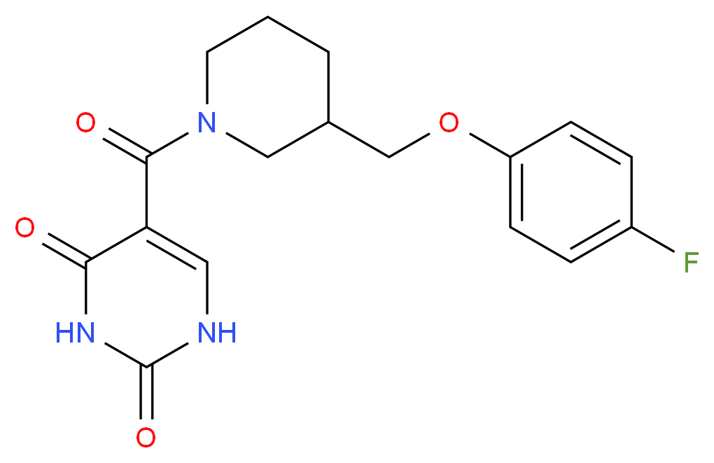5-({3-[(4-fluorophenoxy)methyl]-1-piperidinyl}carbonyl)-2,4(1H,3H)-pyrimidinedione_Molecular_structure_CAS_)