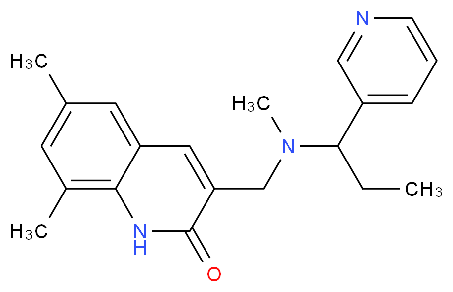 6,8-dimethyl-3-{[methyl(1-pyridin-3-ylpropyl)amino]methyl}quinolin-2(1H)-one_Molecular_structure_CAS_)