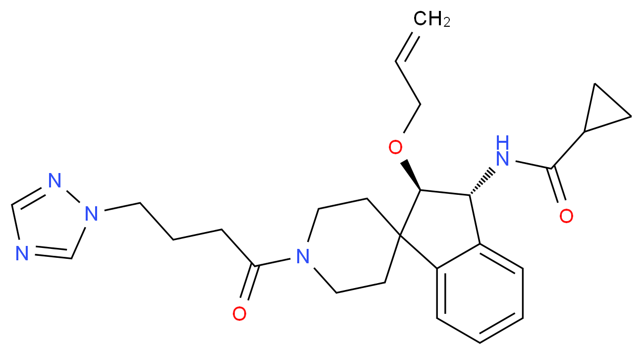 N-{(2R*,3R*)-2-(allyloxy)-1'-[4-(1H-1,2,4-triazol-1-yl)butanoyl]-2,3-dihydrospiro[indene-1,4'-piperidin]-3-yl}cyclopropanecarboxamide_Molecular_structure_CAS_)
