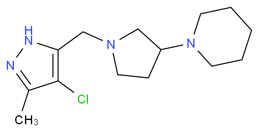 1-{1-[(4-chloro-3-methyl-1H-pyrazol-5-yl)methyl]pyrrolidin-3-yl}piperidine_Molecular_structure_CAS_)