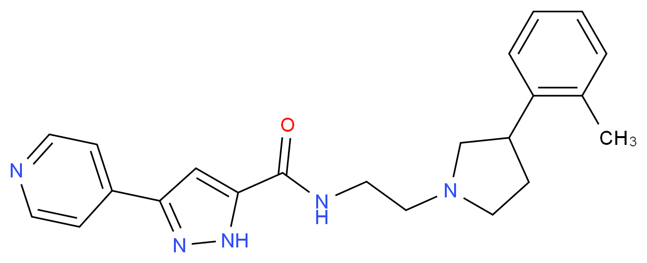 N-{2-[3-(2-methylphenyl)pyrrolidin-1-yl]ethyl}-3-pyridin-4-yl-1H-pyrazole-5-carboxamide_Molecular_structure_CAS_)