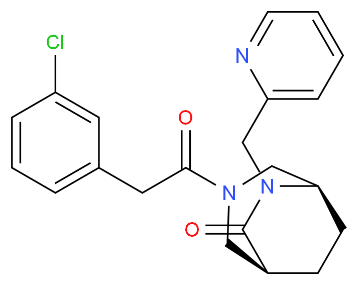 (1S*,5R*)-3-[(3-chlorophenyl)acetyl]-6-(2-pyridinylmethyl)-3,6-diazabicyclo[3.2.2]nonan-7-one_Molecular_structure_CAS_)