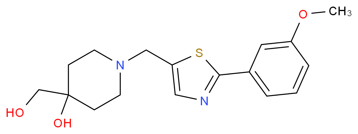 4-(hydroxymethyl)-1-{[2-(3-methoxyphenyl)-1,3-thiazol-5-yl]methyl}piperidin-4-ol_Molecular_structure_CAS_)