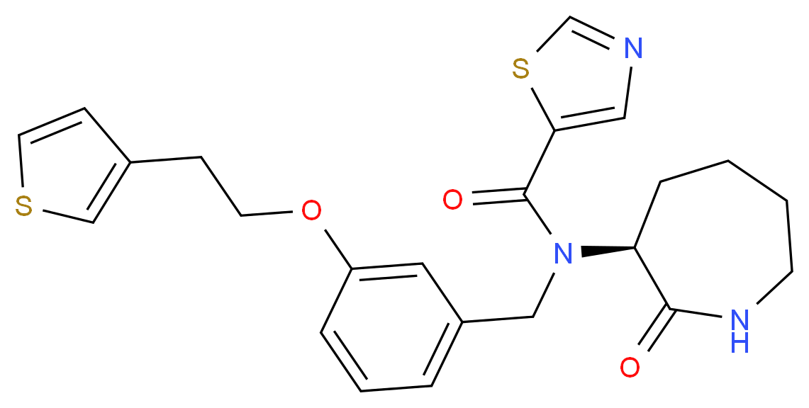 N-[(3S)-2-oxo-3-azepanyl]-N-{3-[2-(3-thienyl)ethoxy]benzyl}-1,3-thiazole-5-carboxamide_Molecular_structure_CAS_)