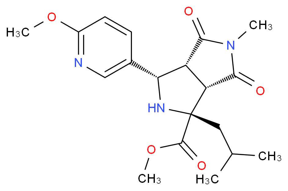 methyl (1R*,3S*,3aR*,6aS*)-1-isobutyl-3-(6-methoxypyridin-3-yl)-5-methyl-4,6-dioxooctahydropyrrolo[3,4-c]pyrrole-1-carboxylate_Molecular_structure_CAS_)