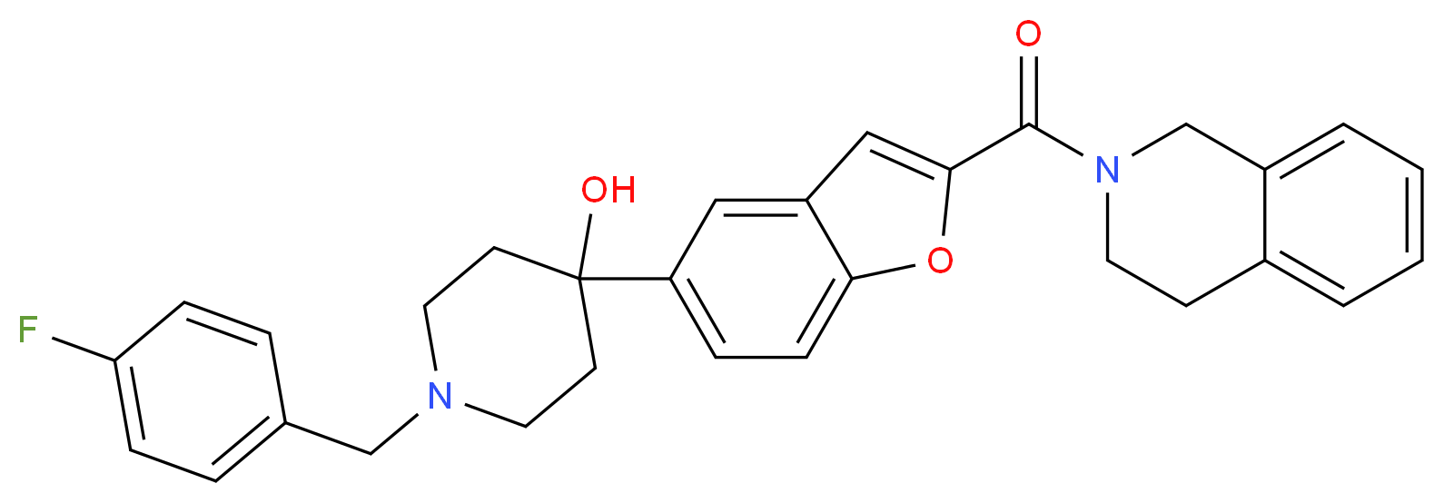 4-[2-(3,4-dihydro-2(1H)-isoquinolinylcarbonyl)-1-benzofuran-5-yl]-1-(4-fluorobenzyl)-4-piperidinol_Molecular_structure_CAS_)