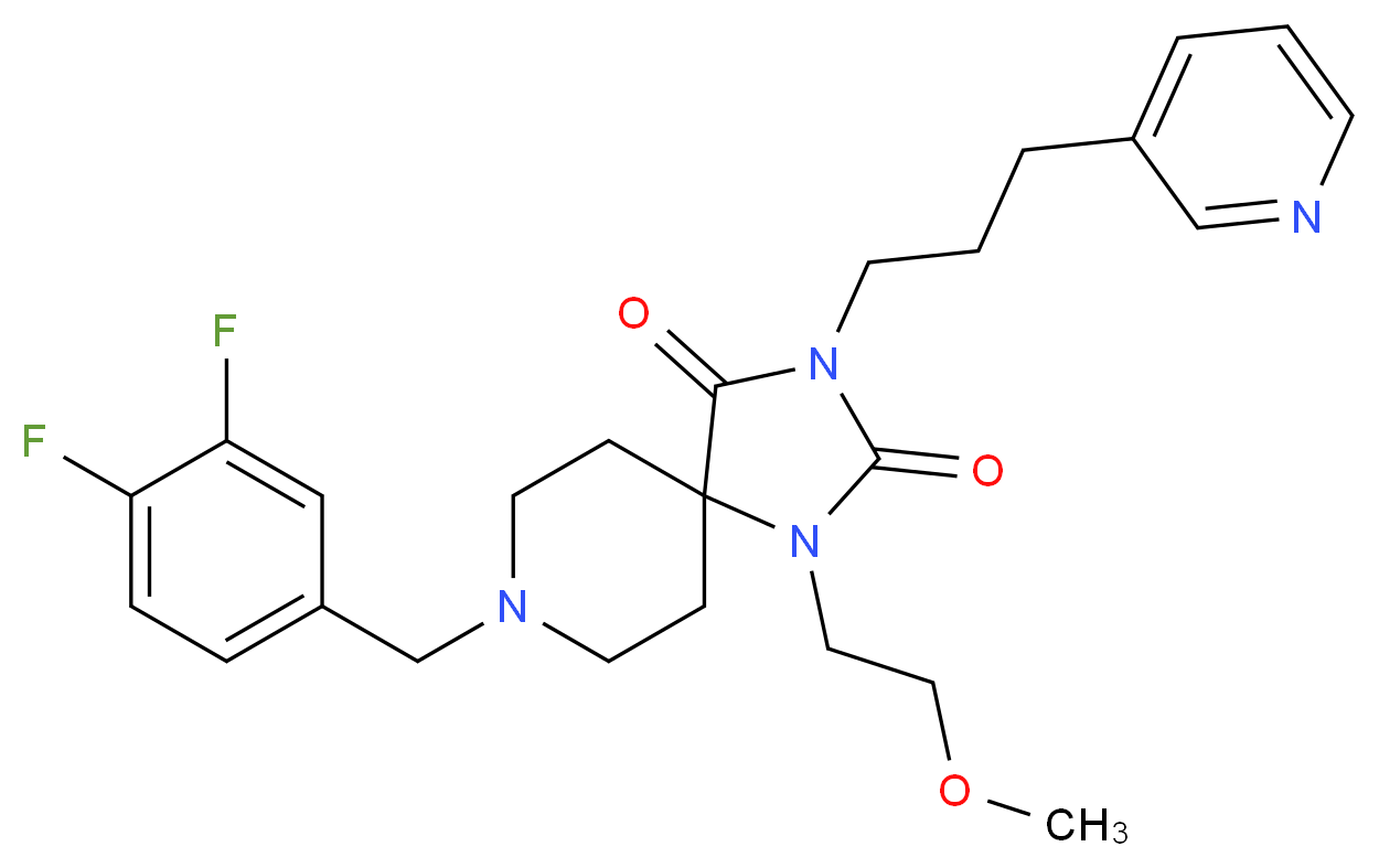 8-(3,4-difluorobenzyl)-1-(2-methoxyethyl)-3-[3-(3-pyridinyl)propyl]-1,3,8-triazaspiro[4.5]decane-2,4-dione_Molecular_structure_CAS_)