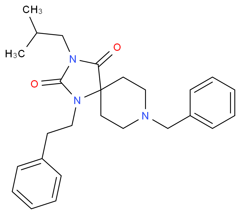8-benzyl-3-isobutyl-1-(2-phenylethyl)-1,3,8-triazaspiro[4.5]decane-2,4-dione_Molecular_structure_CAS_)
