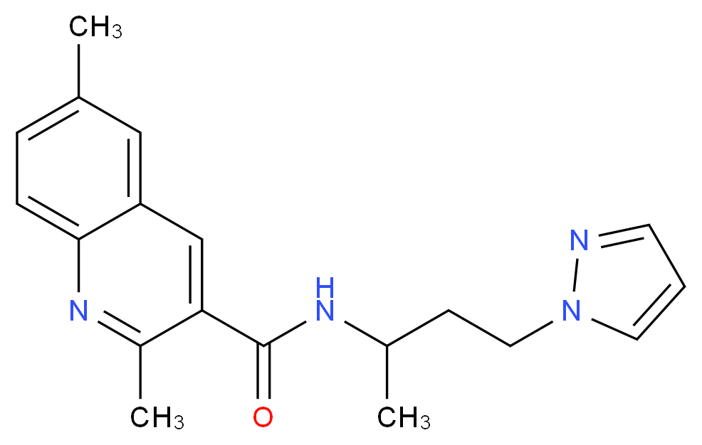 2,6-dimethyl-N-[1-methyl-3-(1H-pyrazol-1-yl)propyl]quinoline-3-carboxamide_Molecular_structure_CAS_)