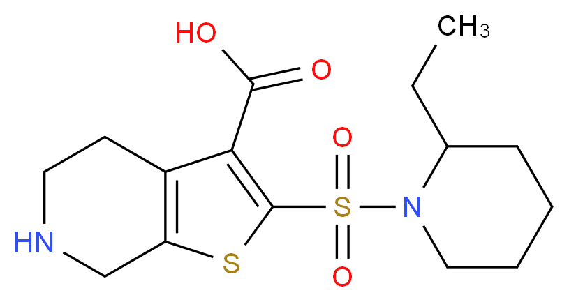 2-[(2-ethylpiperidin-1-yl)sulfonyl]-4,5,6,7-tetrahydrothieno[2,3-c]pyridine-3-carboxylic acid_Molecular_structure_CAS_)