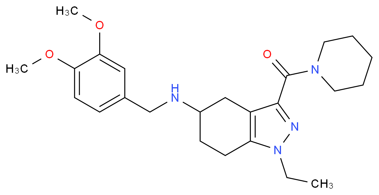 N-(3,4-dimethoxybenzyl)-1-ethyl-3-(1-piperidinylcarbonyl)-4,5,6,7-tetrahydro-1H-indazol-5-amine_Molecular_structure_CAS_)