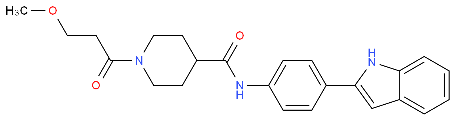 N-[4-(1H-indol-2-yl)phenyl]-1-(3-methoxypropanoyl)-4-piperidinecarboxamide_Molecular_structure_CAS_)