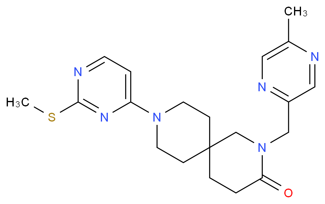 2-[(5-methylpyrazin-2-yl)methyl]-9-[2-(methylthio)pyrimidin-4-yl]-2,9-diazaspiro[5.5]undecan-3-one_Molecular_structure_CAS_)