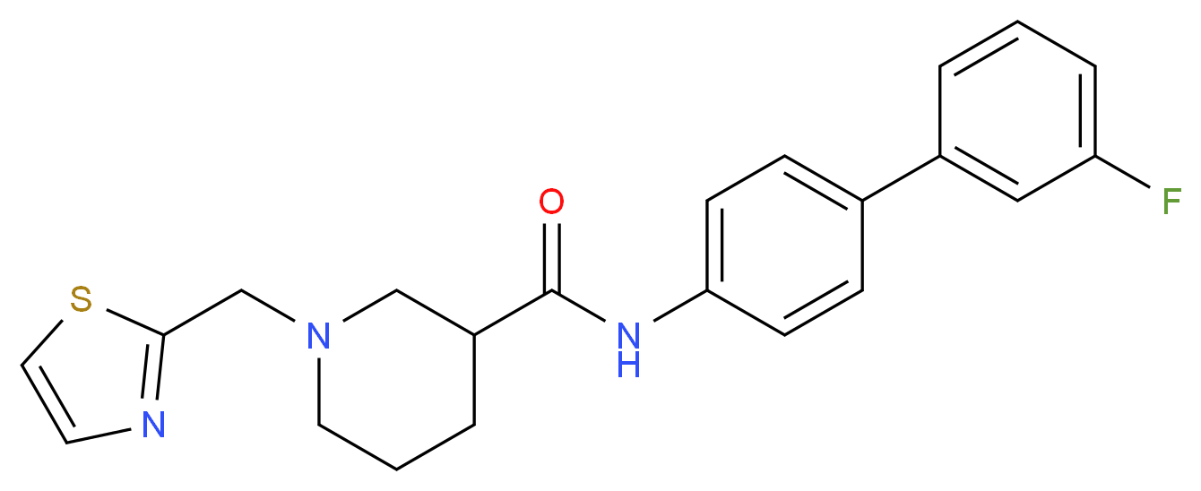 N-(3'-fluoro-4-biphenylyl)-1-(1,3-thiazol-2-ylmethyl)-3-piperidinecarboxamide_Molecular_structure_CAS_)