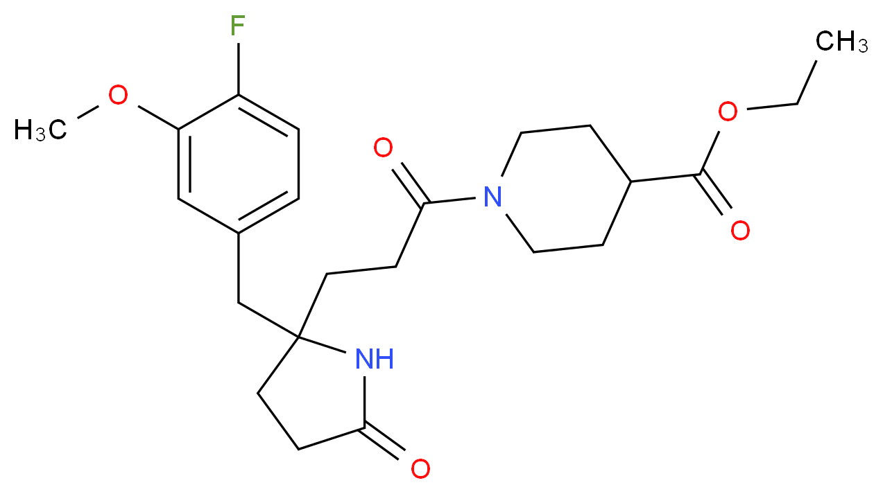 ethyl 1-{3-[2-(4-fluoro-3-methoxybenzyl)-5-oxo-2-pyrrolidinyl]propanoyl}-4-piperidinecarboxylate_Molecular_structure_CAS_)