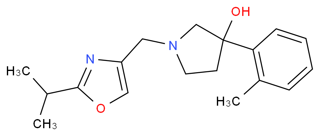 1-[(2-isopropyl-1,3-oxazol-4-yl)methyl]-3-(2-methylphenyl)pyrrolidin-3-ol_Molecular_structure_CAS_)