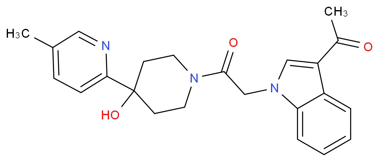 1-(1-{2-[4-hydroxy-4-(5-methylpyridin-2-yl)piperidin-1-yl]-2-oxoethyl}-1H-indol-3-yl)ethanone_Molecular_structure_CAS_)
