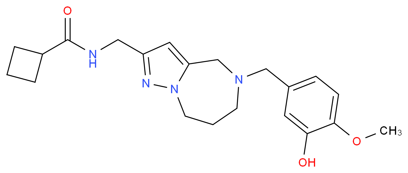 N-{[5-(3-hydroxy-4-methoxybenzyl)-5,6,7,8-tetrahydro-4H-pyrazolo[1,5-a][1,4]diazepin-2-yl]methyl}cyclobutanecarboxamide_Molecular_structure_CAS_)
