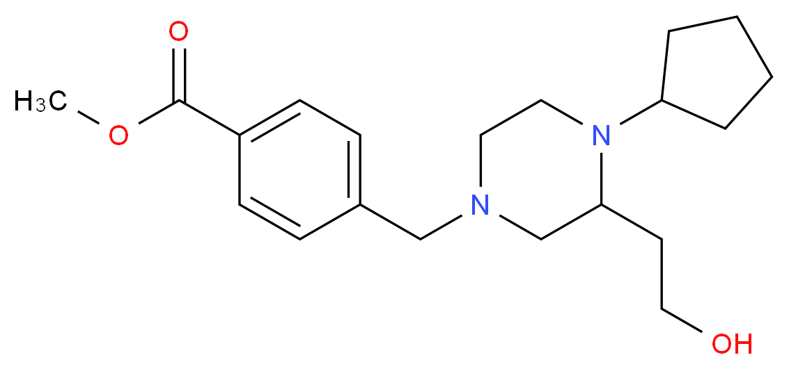 methyl 4-{[4-cyclopentyl-3-(2-hydroxyethyl)-1-piperazinyl]methyl}benzoate_Molecular_structure_CAS_)