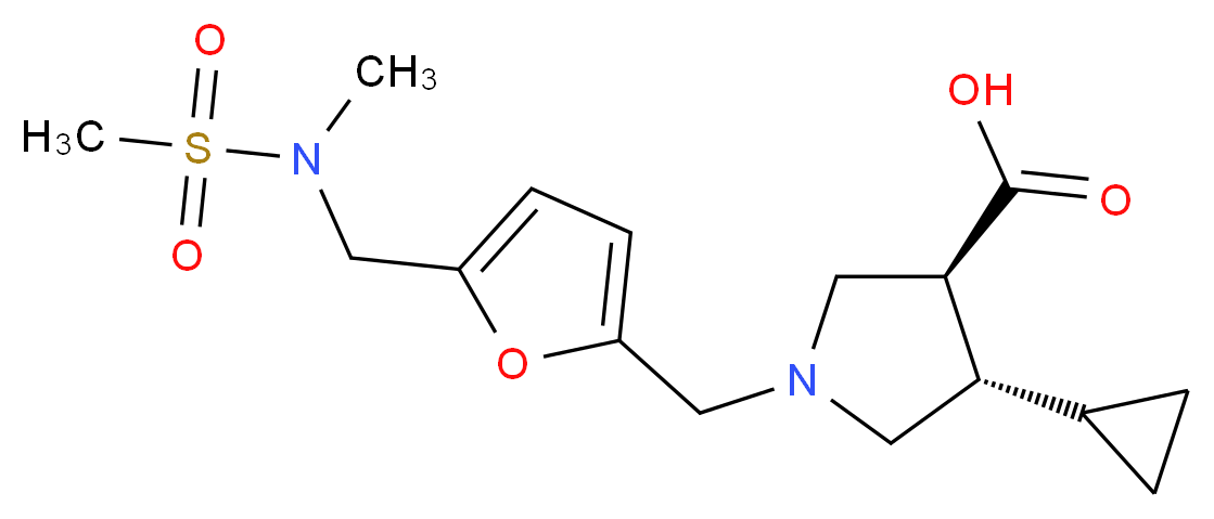 (3S*,4S*)-4-cyclopropyl-1-[(5-{[methyl(methylsulfonyl)amino]methyl}-2-furyl)methyl]-3-pyrrolidinecarboxylic acid_Molecular_structure_CAS_)
